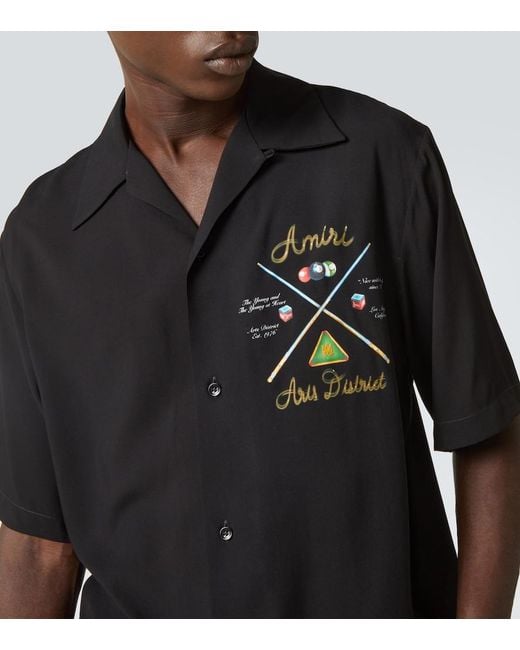 Amiri Black Pool Cue Bowling Shirt for men