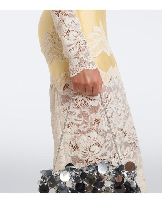 Rabanne White Lace And Satin Maxi Dress
