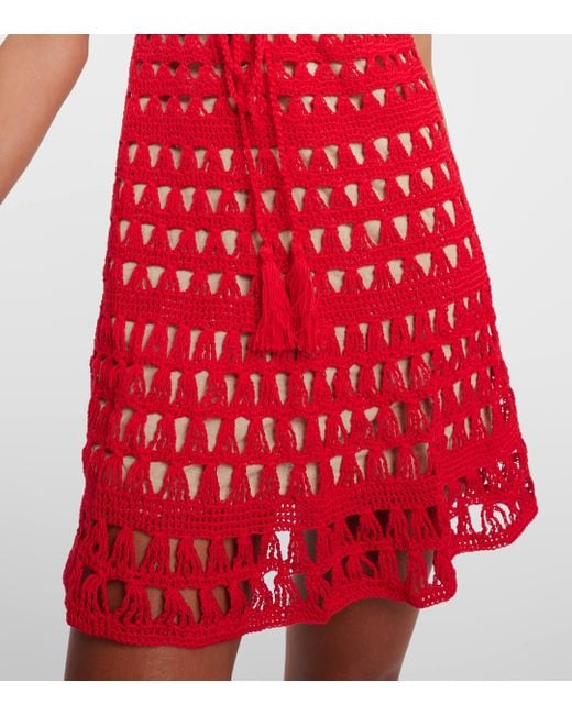 Anna Kosturova Red Jennifer Crochet Minidress