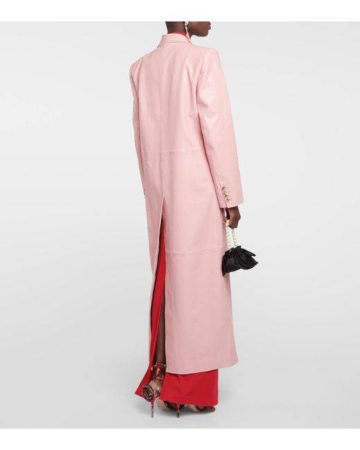 Magda Butrym Pink Double-breasted Leather Coat