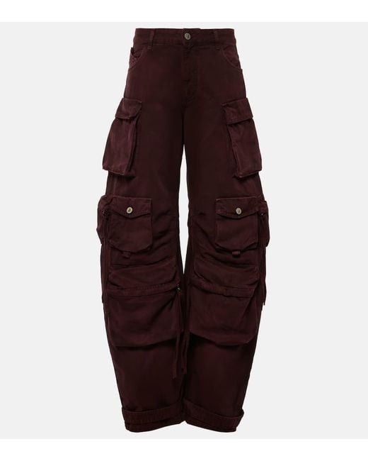 The Attico Red Fern Faded Cargo Barrel-Leg Jeans