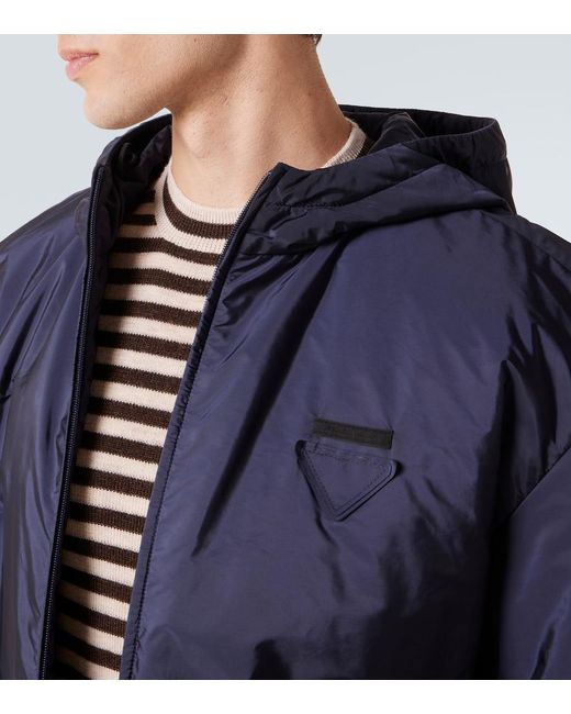 Prada Blue Hooded Re-Nylon Jacket for men