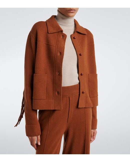 Jardin Des Orangers Brown Fringed Wool And Cashmere Jacket