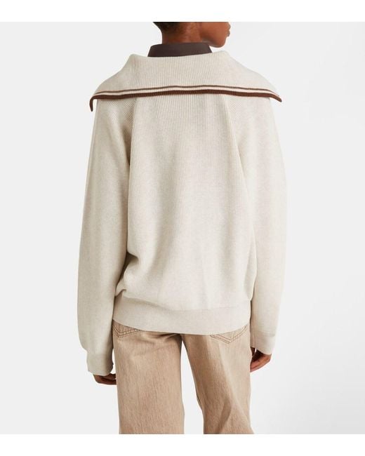 Brunello Cucinelli White Monili Cotton Sweater