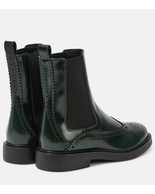 Tod's Green Chelsea Boots Aus Leder