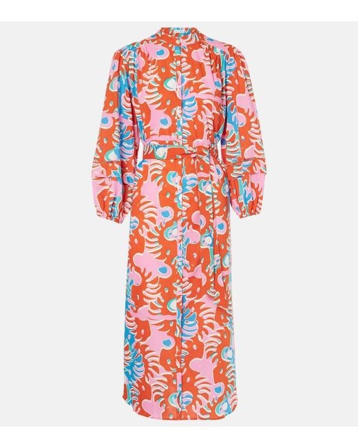 Poupette Red Cathy Printed Cotton Shirt Dress