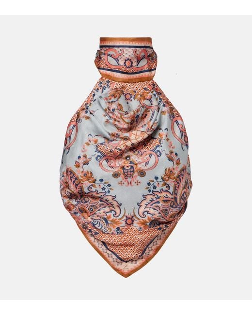 Zimmermann Pink Aster Printed Silk Crop Top