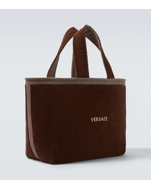 Versace Brown Medusa Cotton-Terry Jacquard Tote Bag for men