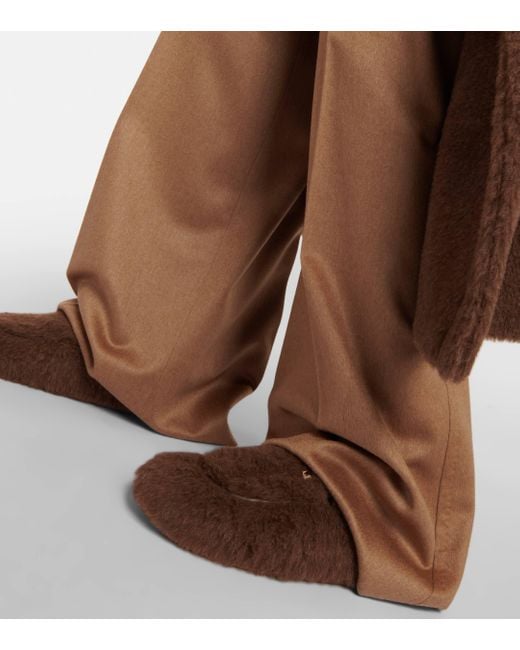 Max Mara Brown Werther High-rise Wool Wide-leg Pants