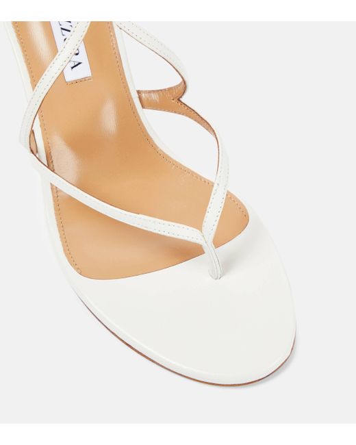 Aquazzura White Baia 65 Leather Sandals