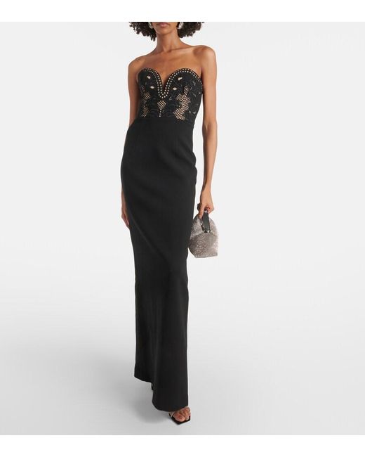 Rebecca Vallance Black Alisa Lace Bustier Gown