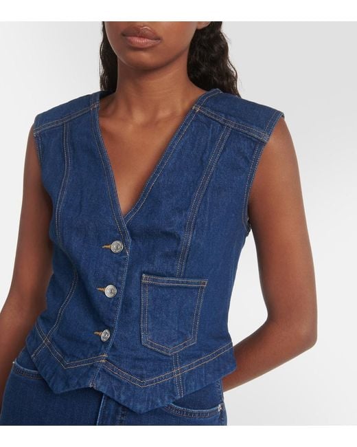 Veronica Beard Blue Valeria Denim Vest