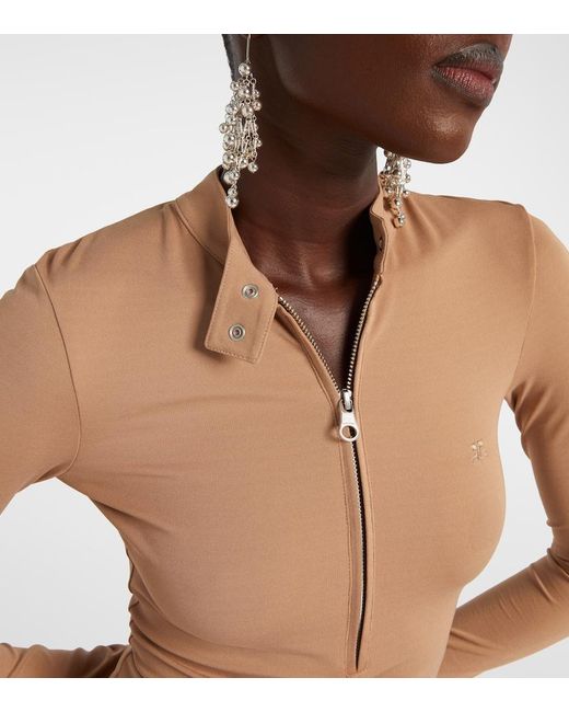 Courreges Natural Biker Crepe Jersey Minidress