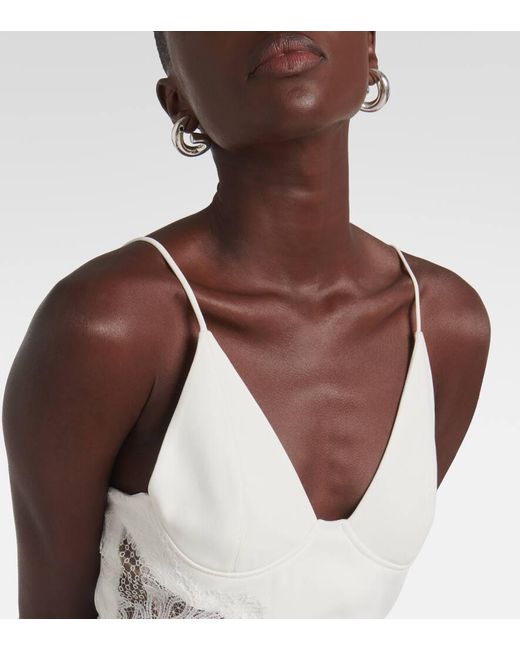 David Koma White Bridal Asymmetric Lace-Trimmed Minidress