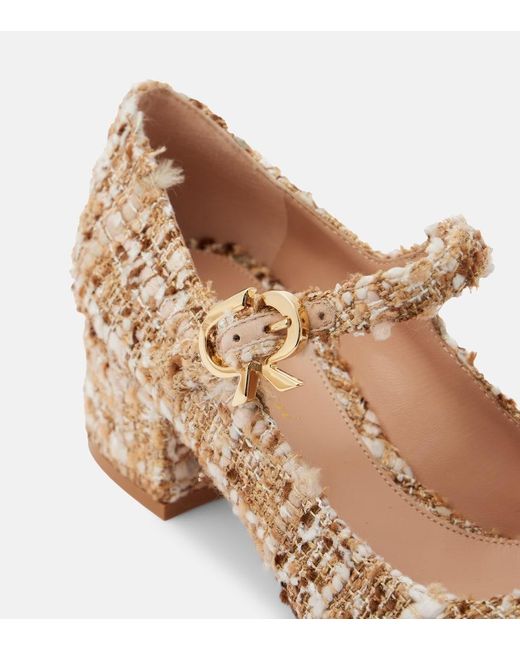Gianvito Rossi Brown Mary Ribbon Boucle Pumps