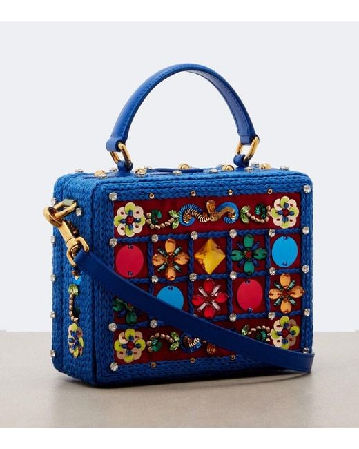 Dolce & Gabbana Blue Dolce Box Beaded Box Bag