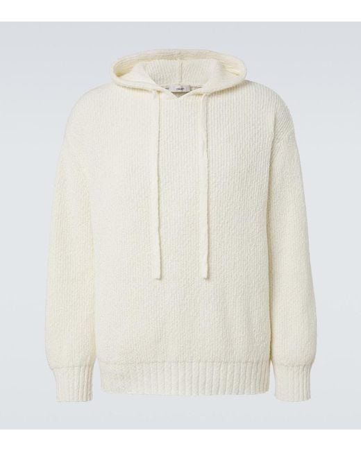 Commas White Knitted Cotton Hoodie for men