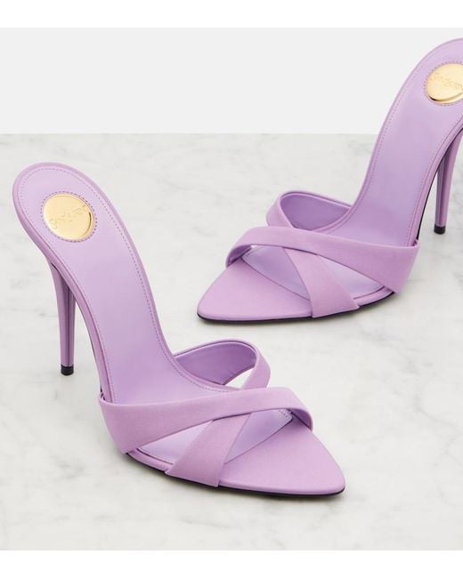 Saint Laurent Purple Kirat Crepe Satin Mules