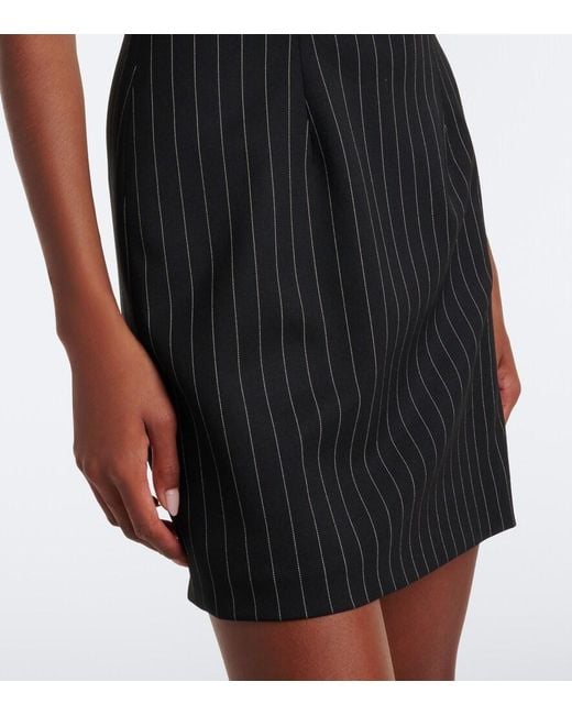 Dolce & Gabbana Black Pinstriped Wool And Silk-Blend Bustier Dress