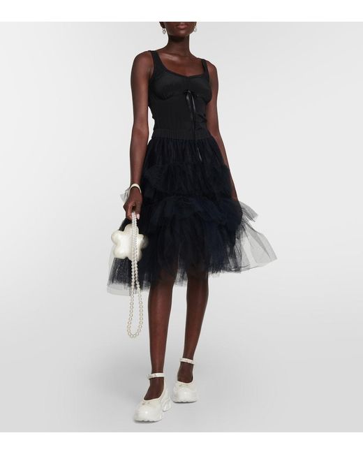 Simone Rocha Black Bow-Embellished Bodysuit