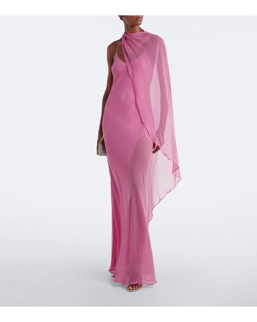 The Sei Pink Caped Silk Gown