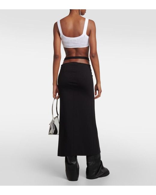 The Attico Black Cutout Midi Skirt