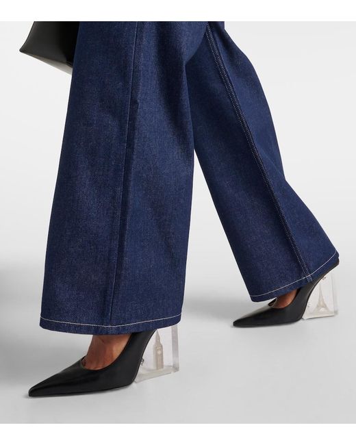 Jeans anchos de tiro alto Jean Paul Gaultier de color Blue