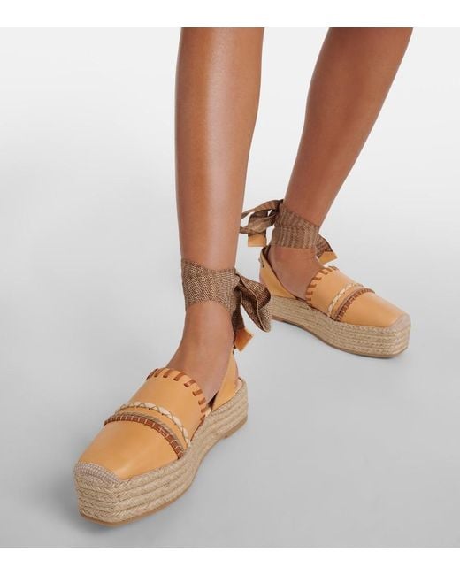 Ulla Johnson Natural Leather Platform Espadrilles