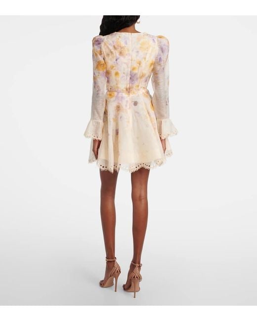 Zimmermann Natural Memento Linen And Silk Minidress