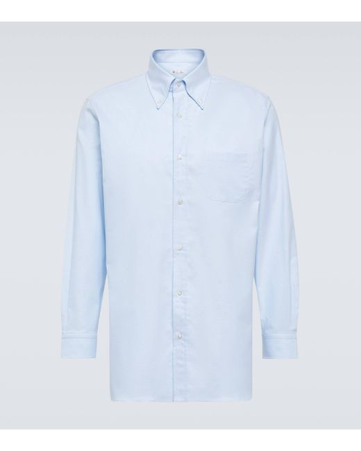 Loro Piana Blue Agui Cotton Oxford Shirt for men