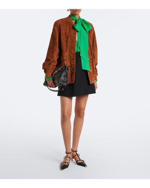 Valentino Brown Caban Suede Bomber Jacket