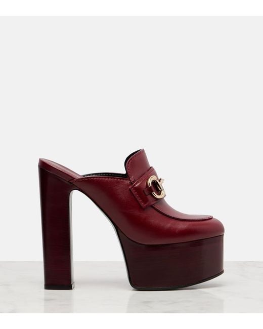 Mules Compensées Avec Détail Mors Pour Femme, Taille Gucci en coloris Red
