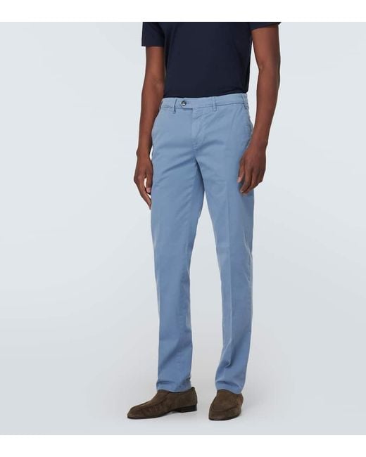 Pantaloni chino in twill di cotone di Canali in Blue da Uomo