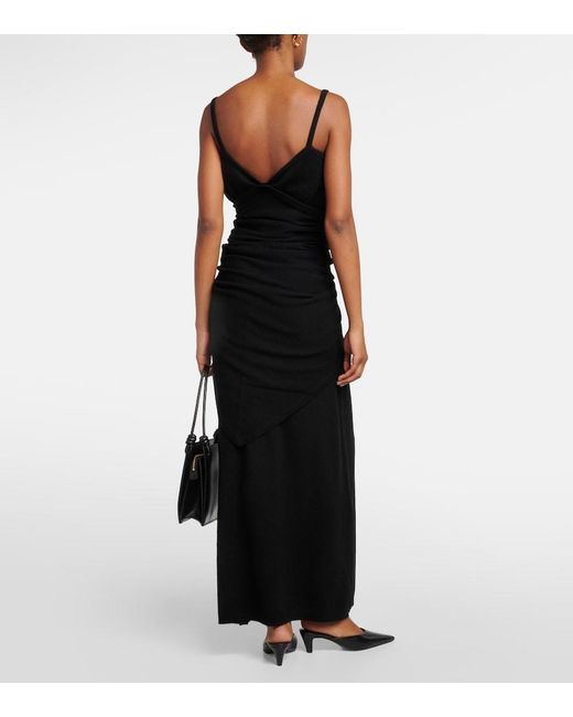 Totême Black Scarf-Detail Cashmere Maxi Dress