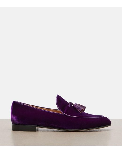 Gianvito Rossi Purple Tasseled Velvet Loafers
