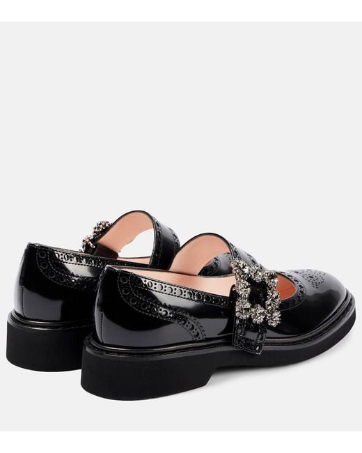 Roger Vivier Black Viv' Rangers Patent Leather Mary Jane Flats