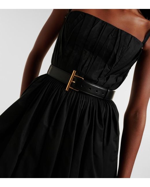 McQueen Black T-Bar Hip Leather Belt