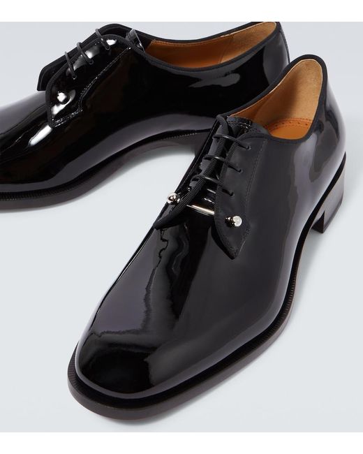 Christian Louboutin Black Chambeliss Patent Leather Derby Shoes for men