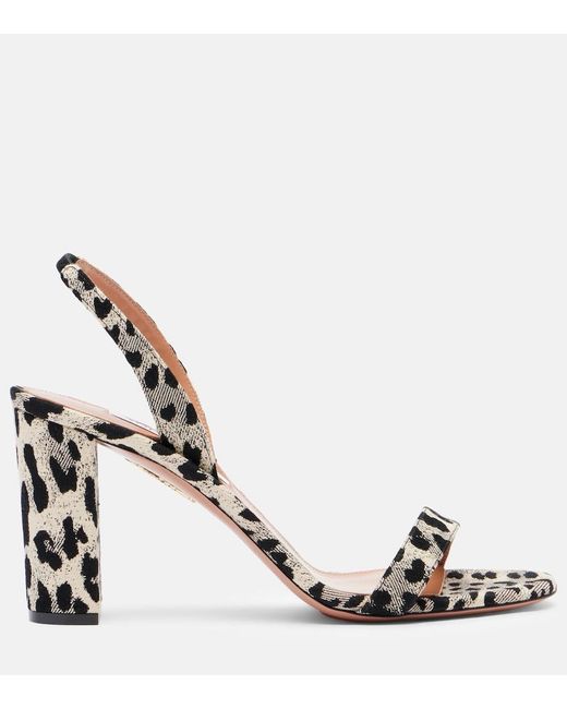 Aquazzura Metallic So Nude 85 Canvas Slingback Sandals
