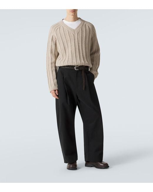 Studio Nicholson Black Sorte Cotton Twill Barrel-Leg Pants for men