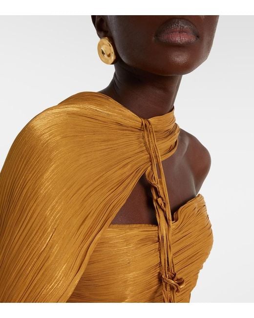 Marmar Halim Metallic Peplum Ruched Gown