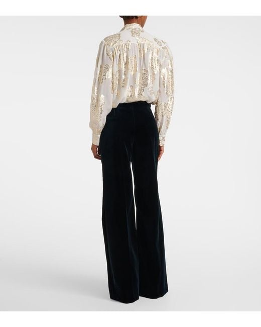 Chloé Black Cotton Velvet Flared Pants