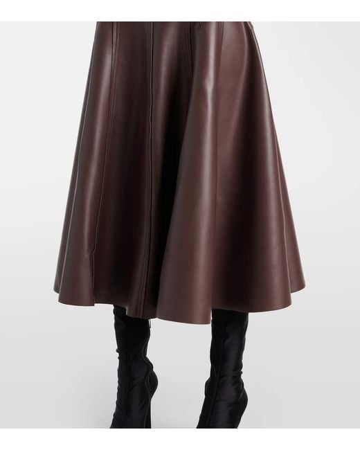 Norma Kamali Brown High-Rise-Midirock Aus Lederimitat