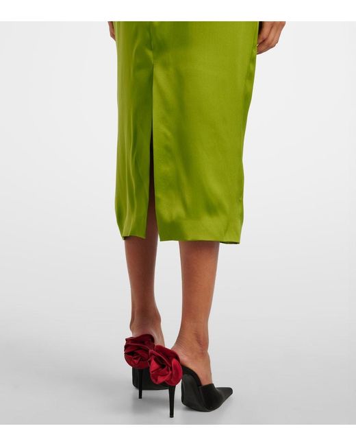 Magda Butrym Green Halterneck Silk Satin Midi Dress
