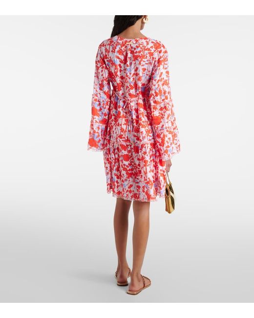 Heidi Klein Red Deia Floral Linen Kaftan