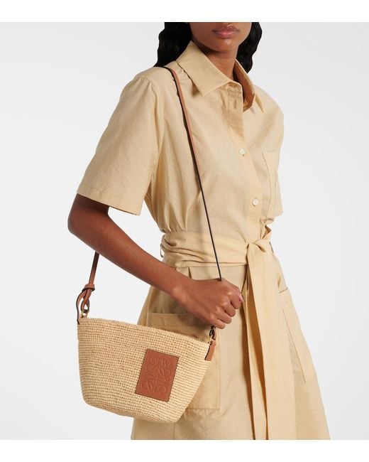 Loewe Multicolor Pochette Bag In Raffia And Calfskin