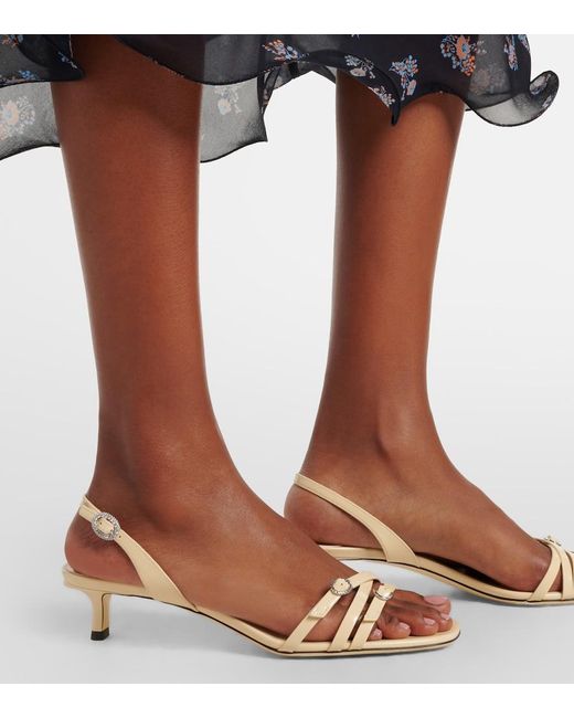 Jimmy Choo Natural Kaira Patent Leather Slingback Sandals