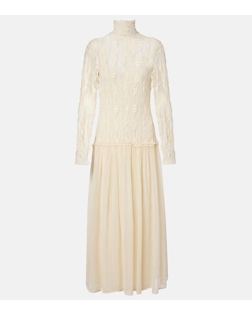Ulla Johnson Natural Sybil Lace And Chiffon Maxi Dress