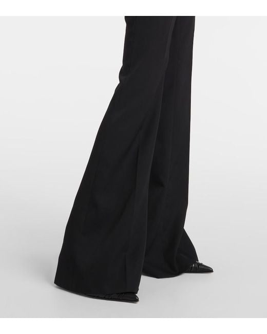 McQueen Black High-Rise Wool Flared Pants
