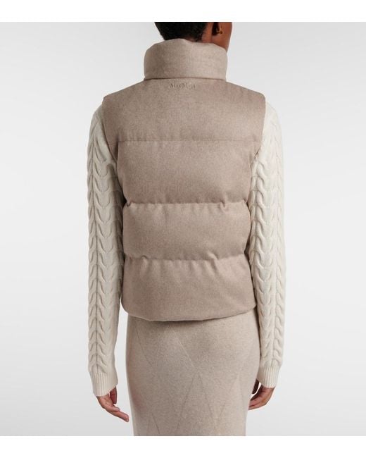 Max Mara Natural Quilted Cashmere Down Vest